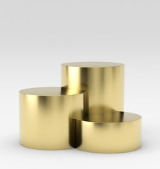 Empty gold winners podium on white background. 3D rendering.
