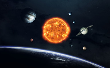 Wall Mural - earth, mars, and others. science fiction space wallpaper, incredibly beautiful planets of solar syst