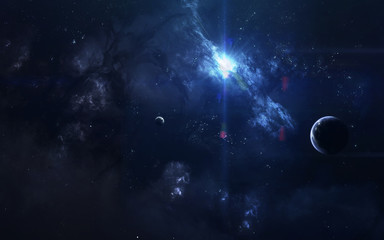 Wall Mural - science fiction space wallpaper, awesome nebula somewhere in dark deep space. elements of this image