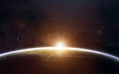 beauty of earth sunrise. science fiction space wallpaper, incredibly beautiful planets, galaxies, da