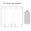 Two bottle bag template, vector, isolated on white background