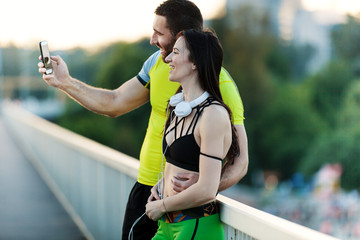 Wall Mural - Happy Couple Exercising