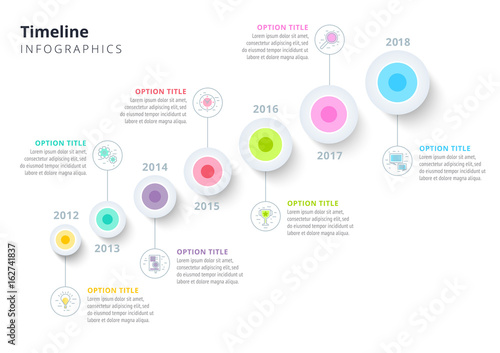 business annual timeline in step circles infographics corporate yearly timeline template