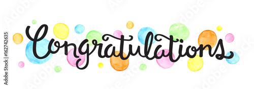 Cuadros en Lienzo CONGRATULATIONS hand lettering on watercolour dots
