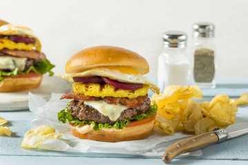 Canvas Print - Homemade Aussie Pineapple and Beet Cheeseburger