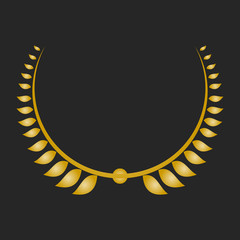 Gold award laurel wreath on dark background.