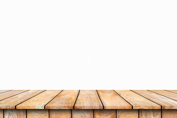 Canvas Print - Wooden table isolated on white background,Clipping Path.