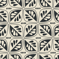Poster - seamless retro pattern with stylized leaves