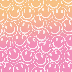 Smile face pattern with pastel colorful smileys for textiles background. Smiles icon background. design vector.