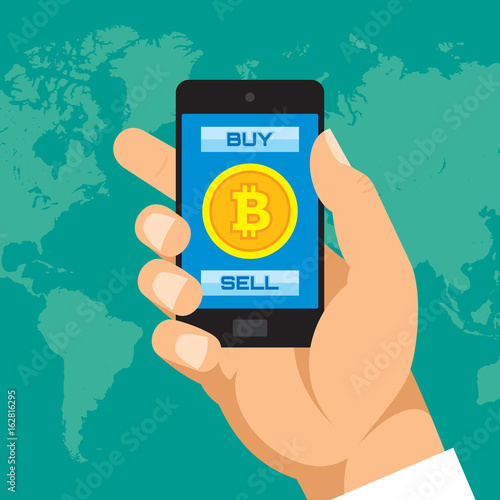 Digital Currency Bitcoin In Smartphone Application Vector