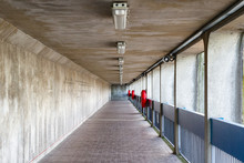Thames Barrier Passageway In London, Part Of The Thames Path National Trail