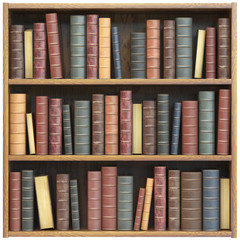 Wall Mural - Bookshelf  with old books isolated on white background. Education library book store concept.