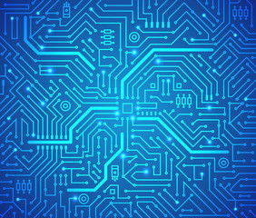 Futuristic Technology Scheme Blue Background. Vector