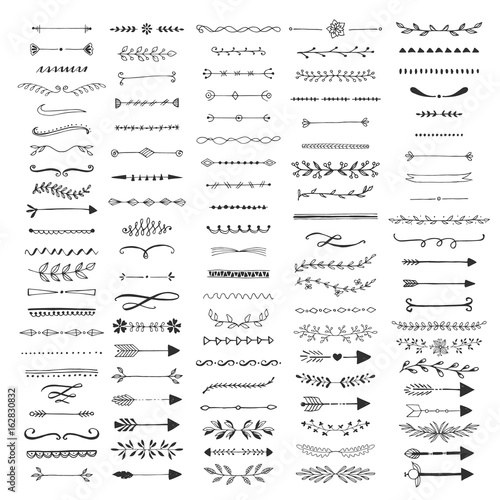 Fotografía Hand drawn ink dividers and lines. Isolated. Vector.
