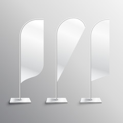 Wall Mural - three advertising banner flag vector mockup