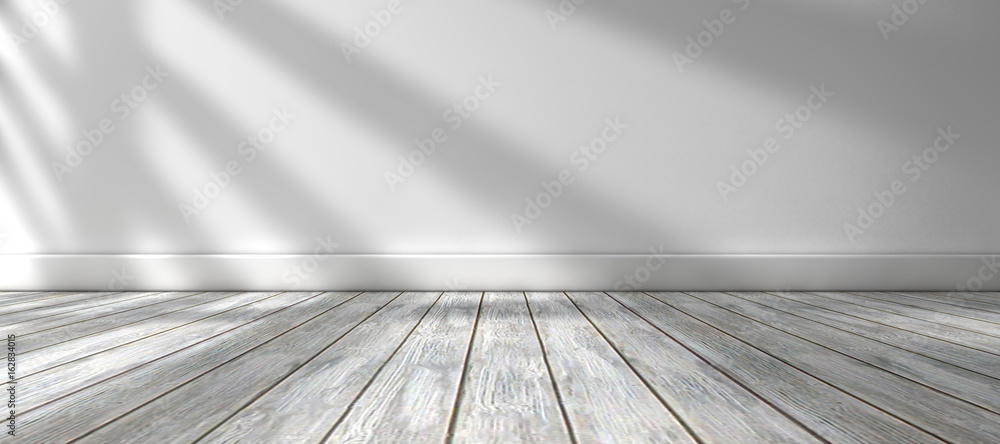 Obraz na płótnie Fondo de arquitectura.Interior de casa.Habitación vacia con suelo de madera y pared blanca.Luz del sol entrando por la ventana. w salonie