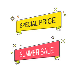 Wall Mural - set of trendy flat ribbon banners for special summer sales. retro design with vintage shape in a mod