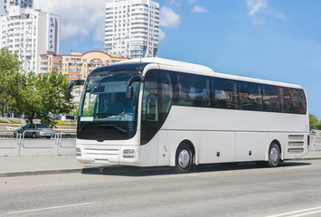 white tourist bus