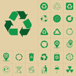 Recycle Waste Symbol Green Arrows Logo Set Web Icon Collection Vector Illustration