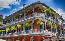 Old Building With Balconies In New Orleans