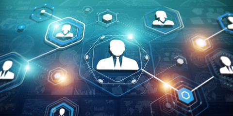 Canvas Print - 3d rendering businessman connection interface