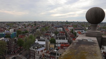 Wall Mural - Amsterdam city from the top. General view from hight point at day time. HD Footage.