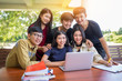 © sutthinon602 - Back to school education knowledge college university concept, Students Education Social Media Laptop Tablet
