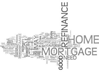 Wall Mural - A SUNNY CALIFORNIA REFINANCE HOME MORTGAGE TEXT WORD CLOUD CONCEPT