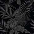 Tropical seamless pattern in black and white style