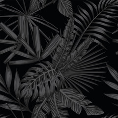 Wall Mural - Tropical seamless pattern in black and white style