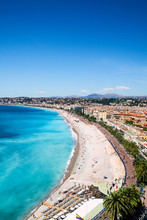 Nice View Of The Beach On A Sunny Day. France. Cote D'Azur.