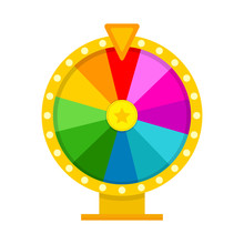 Colorful Fortune Wheel In Flat Style. Vector Illustration.