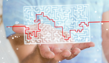 Poster - Businessman searching solution of a complicated maze