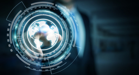 Wall Mural - businessman using web interface to surf on internet 3d rendering