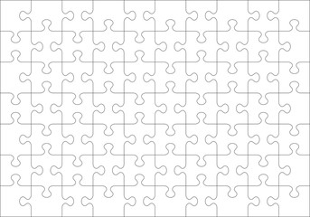 jigsaw puzzle blank template or cutting guidelines of 70 transparent pieces. classic style pieces ar