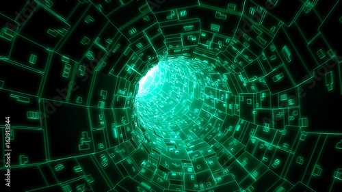 Obraz na płótnie Cyfrowa sieć kablowa łączy tunelowy tło.