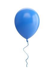 3d rendering blue balloon isolated on white background