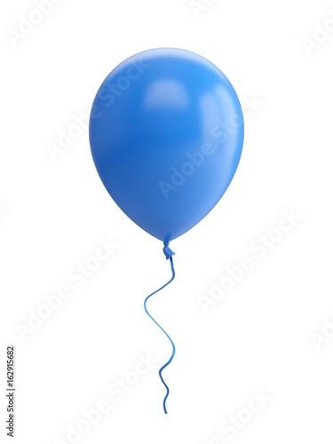 Fotografie, Obraz 3D Rendering blue Balloon Isolated on white Background