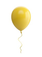 3D Rendering Yellow Balloon Isolated On White Background