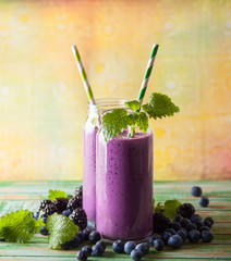 Wall Mural -  Blackberry and blueberry smoothie