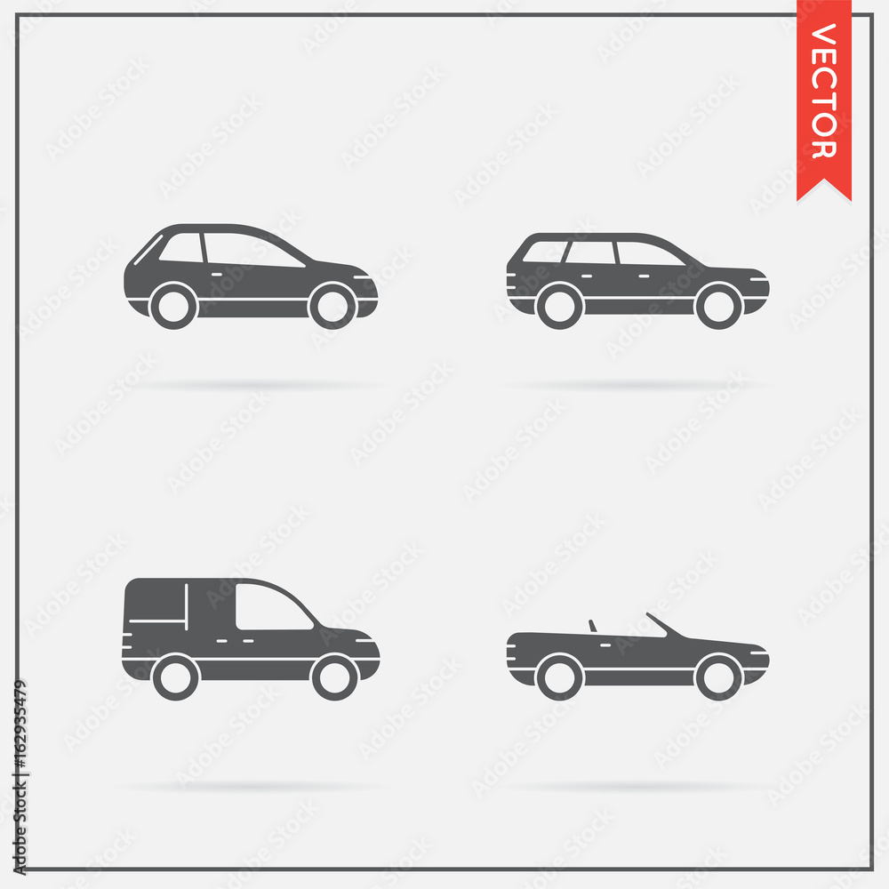 Set of Vector Car Icons - obrazy, fototapety, plakaty 