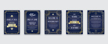 Set Of Great Quality Style Invitation In Art Deco Or Nouveau Epoch 1920's Gangster Era Collection Vector