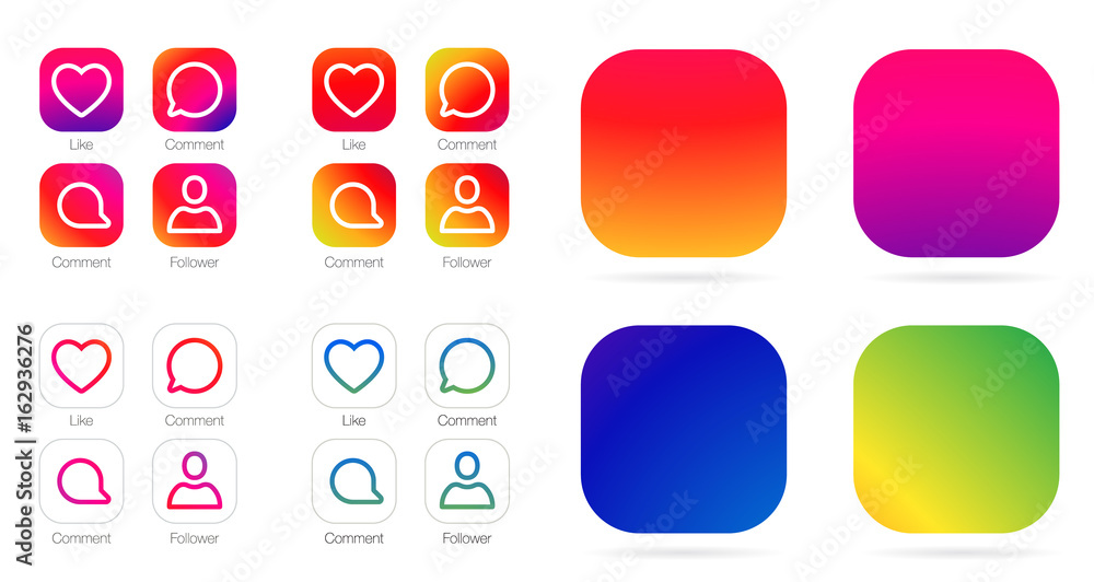 App Icon Template. Vector Gradient Fresh Color Set - obrazy, fototapety, plakaty 