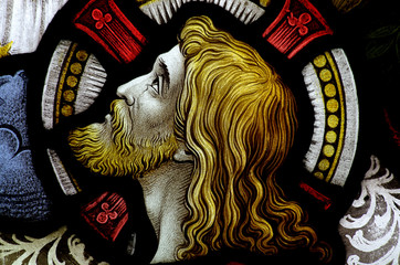 Wall Mural - The head of Jesus Christ in stained glass