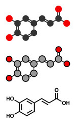 Poster - Caffeic acid molecule. Intermediate in the biosynthesis of lignin.