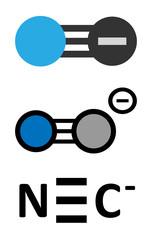 Wall Mural - Cyanide anion, chemical structure. Cyanides are toxic, due to inhibition of the enzyme cytochrome c oxidase.