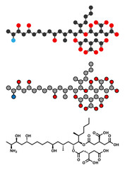 Poster - Fumonisin B1 mycotoxin molecule. Fungal toxin produced by some Fusarium molds, often present in corn and other cereals.