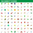 © juliars - 100 insect icons set, cartoon style