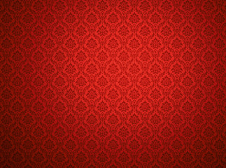 Wall Mural - red damask pattern background