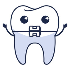 Canvas Print - tooth with bracket character isolated icon vector illustration design